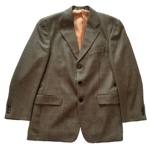 Vtg J Riggins Brown Tweed Sport Coat Mens Size 40R Wool Blend Office Professor
